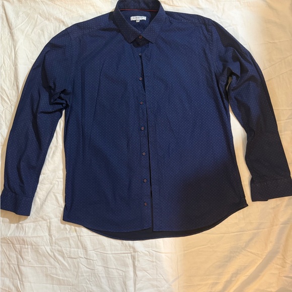GIVENCHY PARIS Mens XXLarge Blue Micro Dot Dress Shirt Long Sleeve Made in Italy